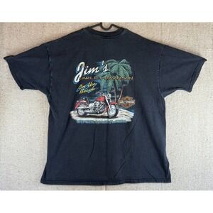 Mens Sz XXL Harley Davidson Black T Shirt JIMS ON THE BEACH